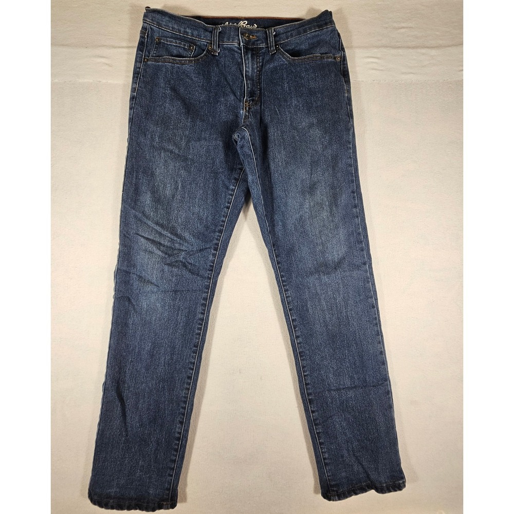 Eddie Bauer Flannel Lined Jeans Mens‎ 32x34 Blue Denim Plaid EM32JN905